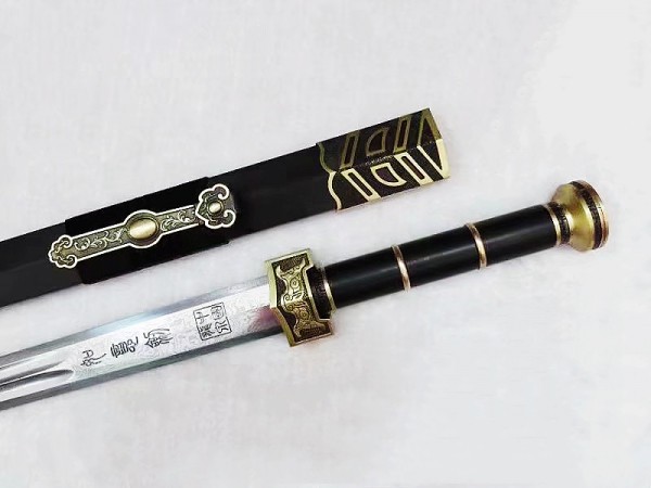 80公分铜装双色黑檀木花纹钢如意剑